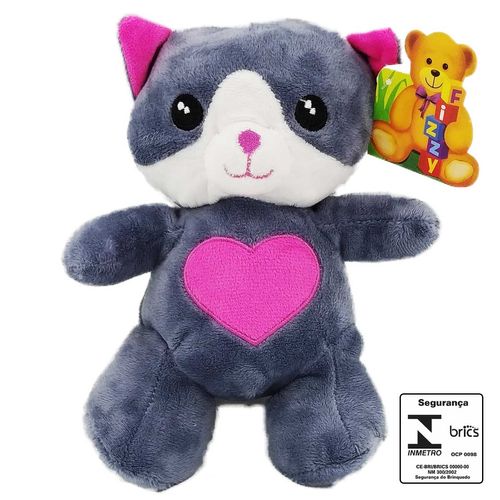Urso de Pelúcia C/ Coração 22cm em Poliéster Fizzy