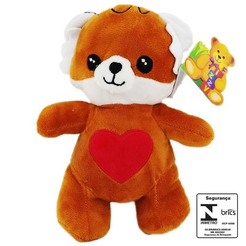 Urso de Pelúcia C/ Coração 22cm em Poliéster Fizzy