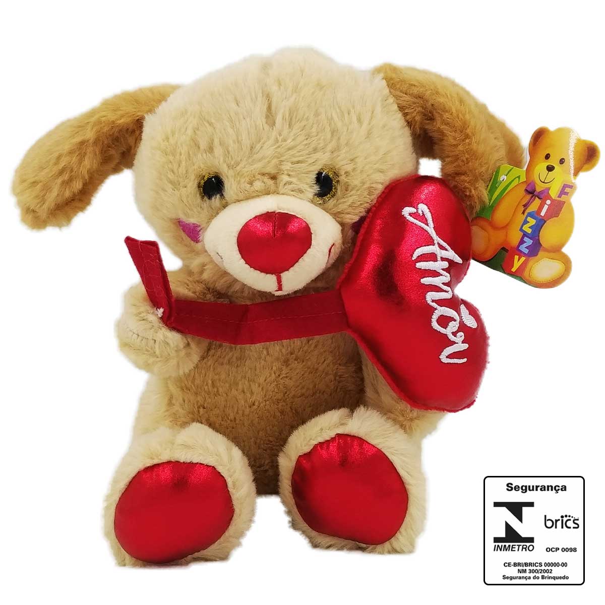 Bichos de Pelúcia C/ Coração 20cm em Poliéster Fizzy