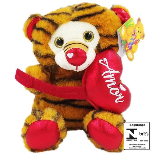 Bichos de Pelúcia C/ Coração 20cm em Poliéster Fizzy