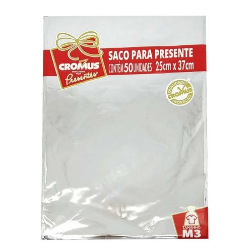 Saco De Presente Metalizado 25x37cm 50 Peças Cromus Embalagem