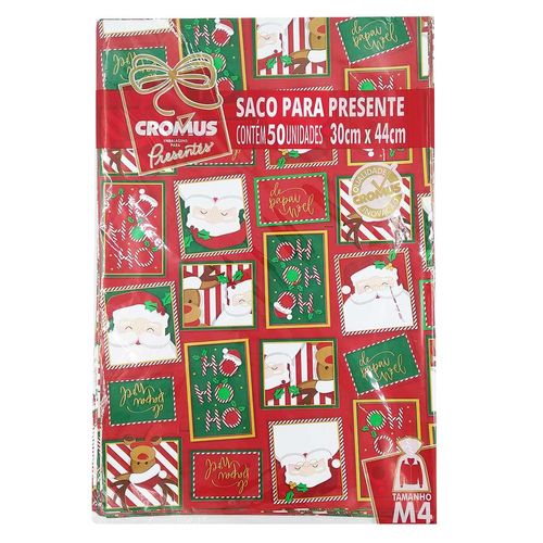 Saco P/ Presente Tema Natal 30x44cm Modelos Sortidos Cromus Embalagem