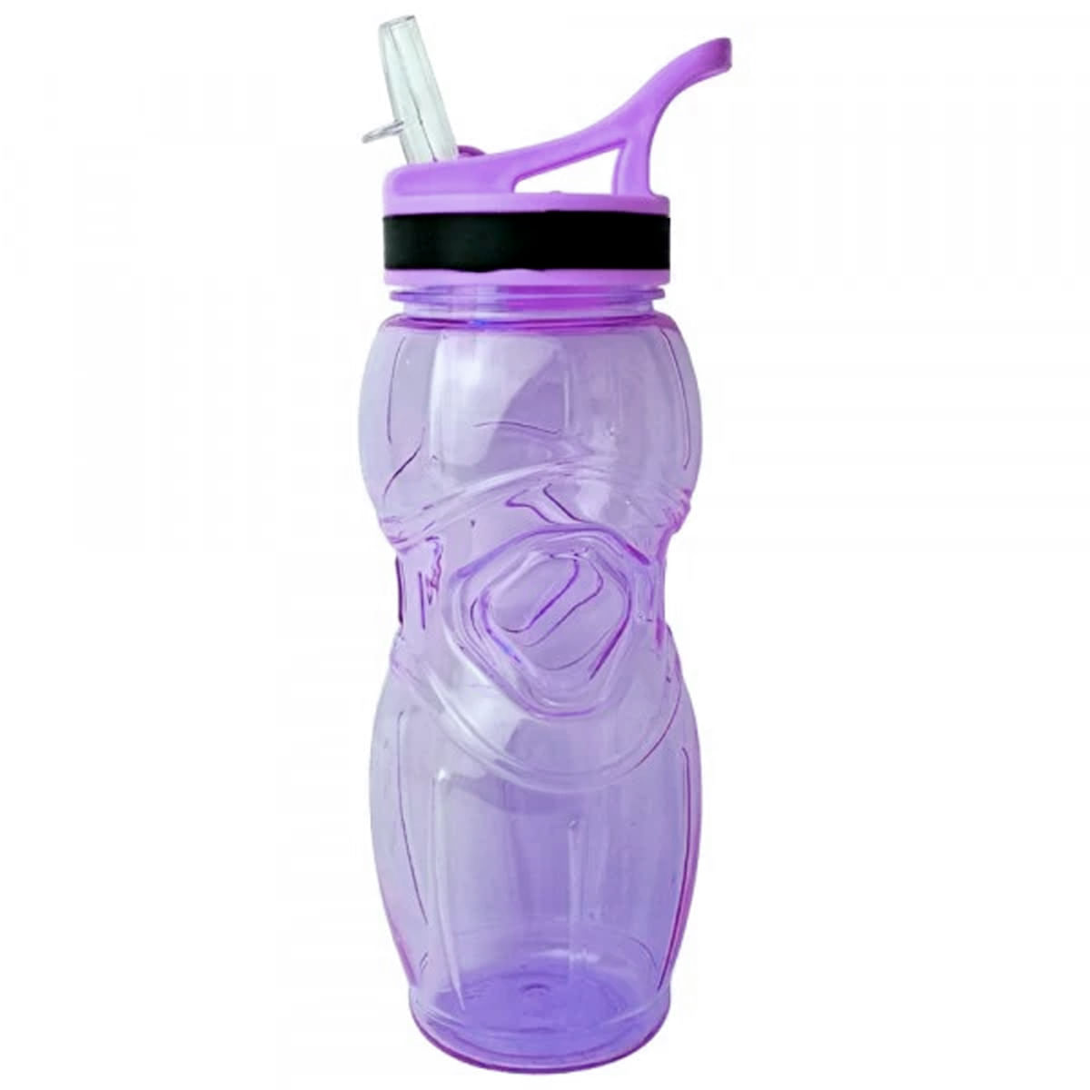 Garrafa de plástico lilás com tampa e canudo 600ml Livon