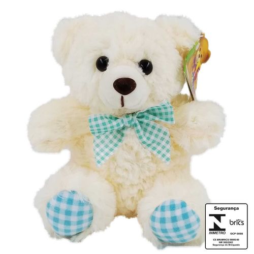 Urso de Pelúcia C/ Laço 17cm em Poliéster Fizzy