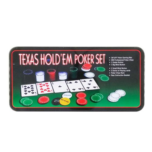 Kit Jogo de Poker 200 Fichas + 2 Baralho e 1 Toalha de Mesa 87cm Imporiente