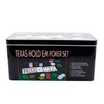 Jogo De Poker Texas Hold'em Poker Set Fichas Bralho E Toalha em