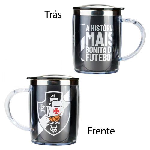 Caneca Vasco 450ml C/ Tampa em Aço Inox Mileno