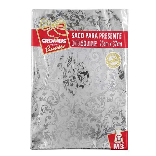 Saco P/ Presente Casual Cores Metalizado 50 unidades 25x37cm Cromus Embalagem