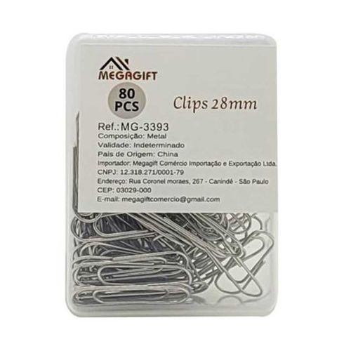 Kit Clips 2,8cm 80 Peças em Metal Megagift