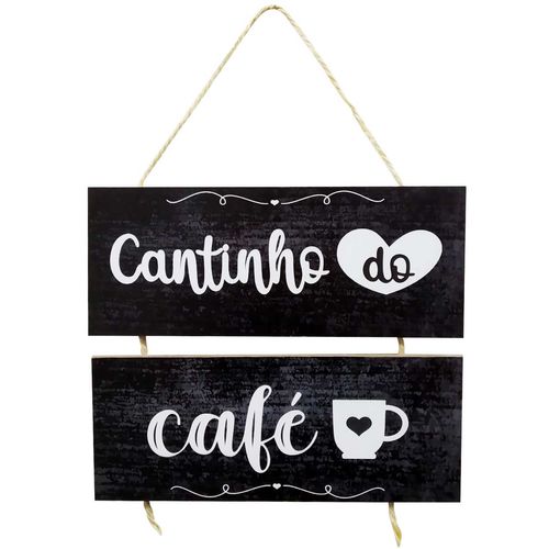 Placa Decorativa Cantinho do Café 25x21cm em Madeira NSW
