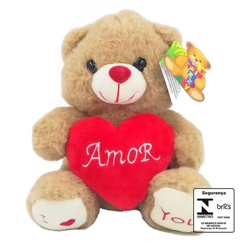 Urso de Pelúcia Amor 18,5cm em Poliéster Fizzy