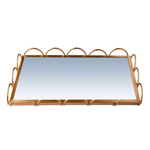 Bandeja Espelhada Decorativa 26x16cm em Metal Moment