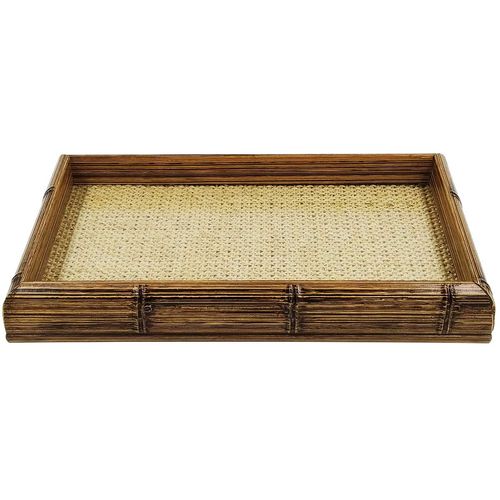 Bandeja Decorativa 30x17x4cm em Bambu C/ Sisal Natural Rojemac