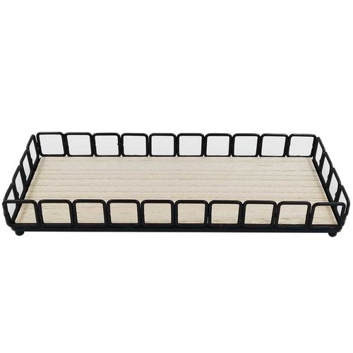 Bandeja Decorativa 30,5x13x3,5cm em Metal e MDF Lyor