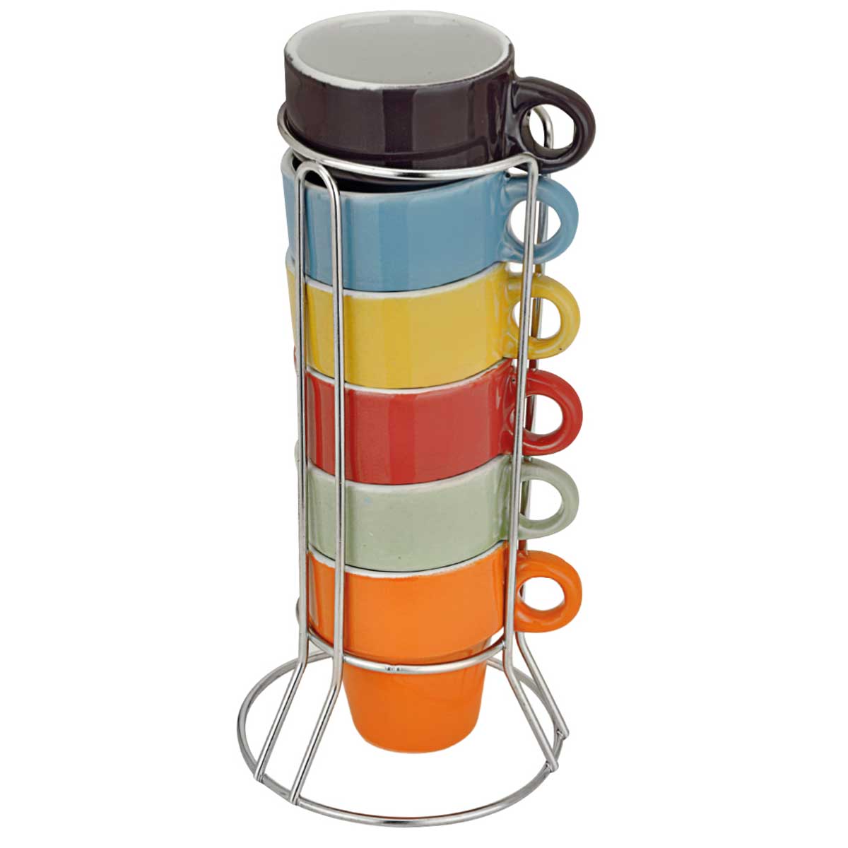 Jogo de Xícaras Empilháveis 6 Peças 50ml+ Suporte em Porcelana Livon