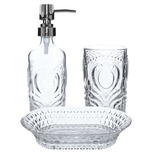 Kit Banheiro Pierre 3 Peças em Vidro Lyor