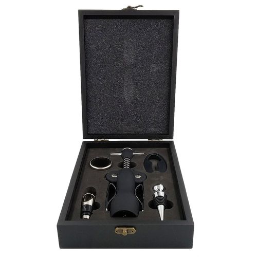 Kit Vinho 5 Peças + Caixa em MDF/Aço Inox Casita
