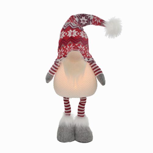 Gnomo Natalino Decorativo C/ Luz 42cm em Poliéster Mabruk