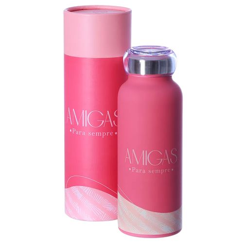 Garrafa Bubble Amigas Para Sempre 500ml em Aço Inox Zona Criativa