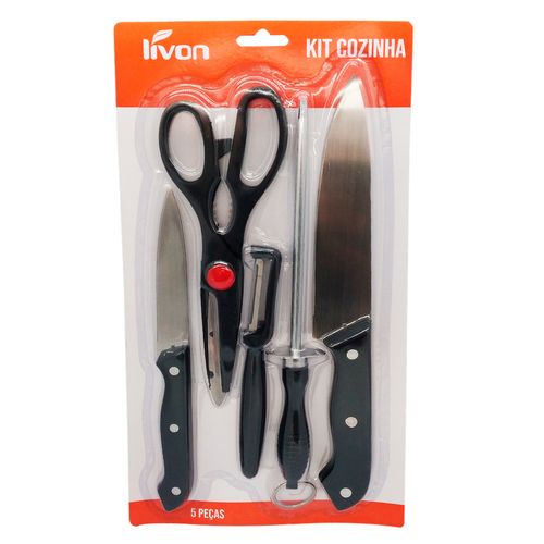 Kit Facas 5 Peças em Aço Inox Livon