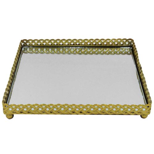 Bandeja Decorativa Espelhada 17,5cm em Metal Y888