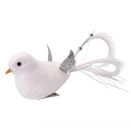 Enfeite Natalino Pássaro C/ Glitter 12x4cm em Poliéster Fartex