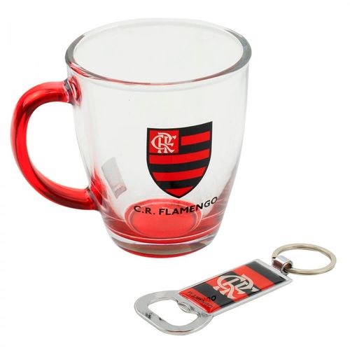 Copo C/ Chaveiro Flamengo 350ml em Vidro Mileno