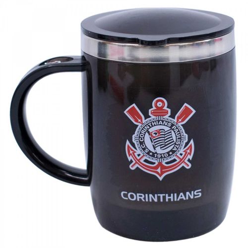 Caneca Térmica C/ Tampa Corinthians 450ml em Plástico Mileno