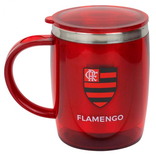 Caneca Térmica 450ml Flamengo em Aço Inox Mileno