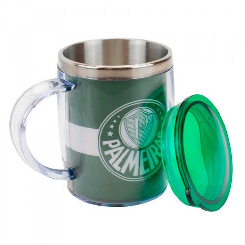 Caneca Térmica Palmeiras 450ml em Plástico Mileno