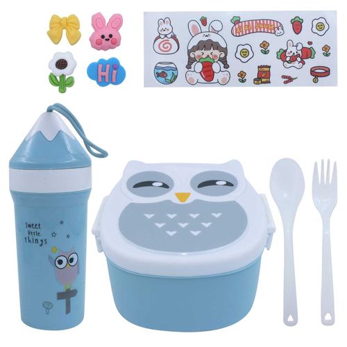 Kit Marmita + Garrafa Coruja 300ml em Plástico Interponte