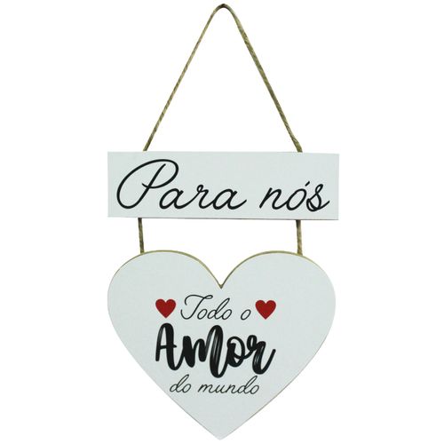 Placa Coração Decorativa 22x16,5cm em MDF Y888