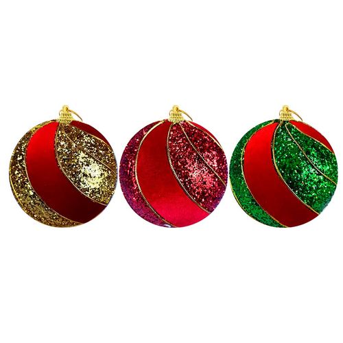 Bola de Natal Glitter 8cm em Plástico Multiart