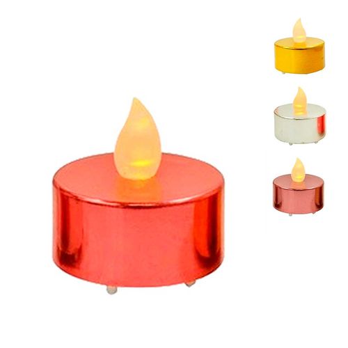 Vela LED Cromada Natalina 3,7cm em Plástico Multiart