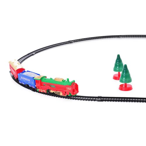 Trem Locomotiva Natalina 17 Peças 67x85cm em Plástico Fartex