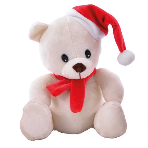 Urso De Pelúcia Decorativo Natalino 20cm em Poliéster Fartex