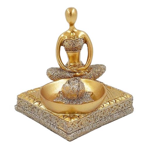 Porta Incenso Decorativo Yoga 7x7cm em Resina Martins & Martins