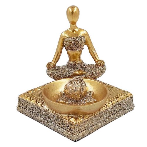 Porta Incenso Decorativo Yoga 7x7cm em Resina Martins & Martins