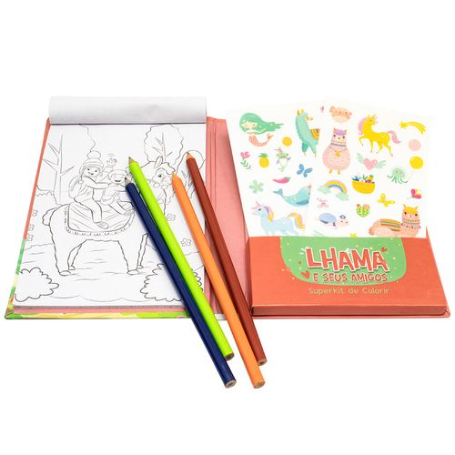 Super Kit P/ Colorir Lhama 12,5x18cm em Papel Todo Livro