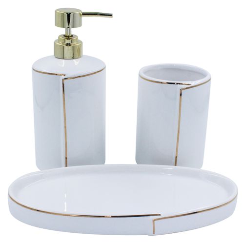 Kit Banheiro 3 Peças em Cerâmica Sanxia