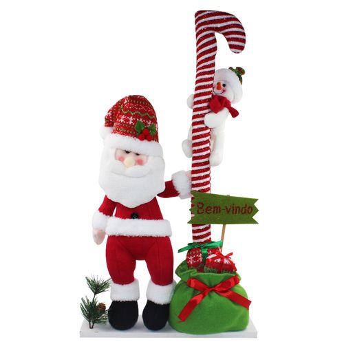 Enfeite Papai Noel Bem Vindo 63x33cm em Plástico Fartex