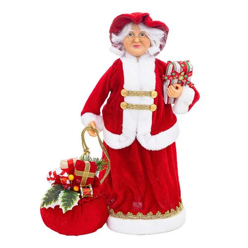 Mamãe Noel Decorativa C/ Presente 45cm em Plástico Bela Flor