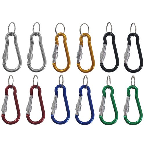 Chaveiro Mosquetão 12 Peças em Alumínio MegaGift