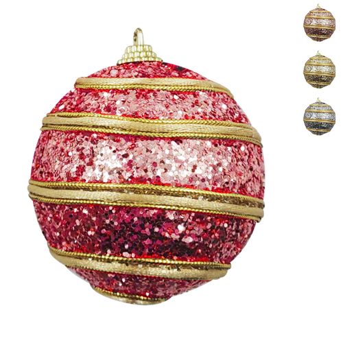 Bola de Natal Glitter 6cm em Plástico Multiart