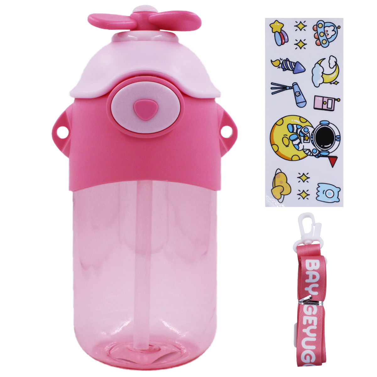 Garrafa Infantil C/ Alça + Canudo 700ml em Plástico Golden Rio