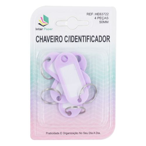 Chaveiro Identificador 4 Peças 50mm em Metal/Plástico Interponte