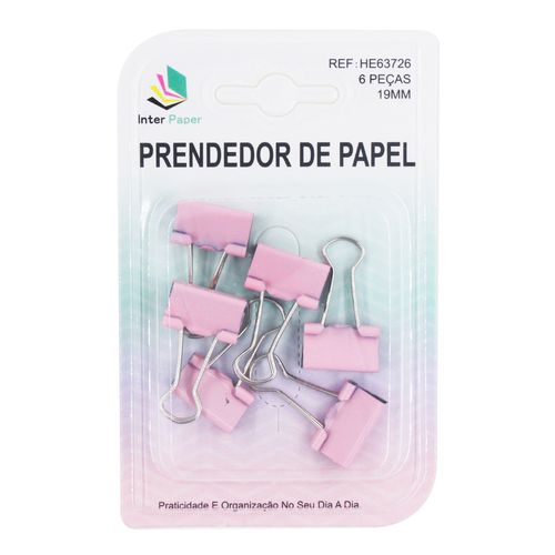 Prendedor de Papel 6 Peças 19mm em Metal Interponte