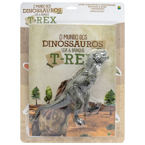 Livro O Mundo dos Dinossauros C/ T-Rex em Plástico/Papel Todo Livro