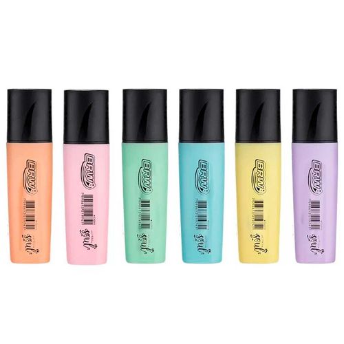 Caneta marca texto 6 cores tom pastel BRW BRW
