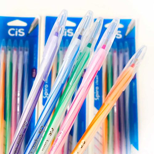 Jogo de Caneta Esferográfica Spiro Clean 5 Peças 17,5cm Sertic  Sertic